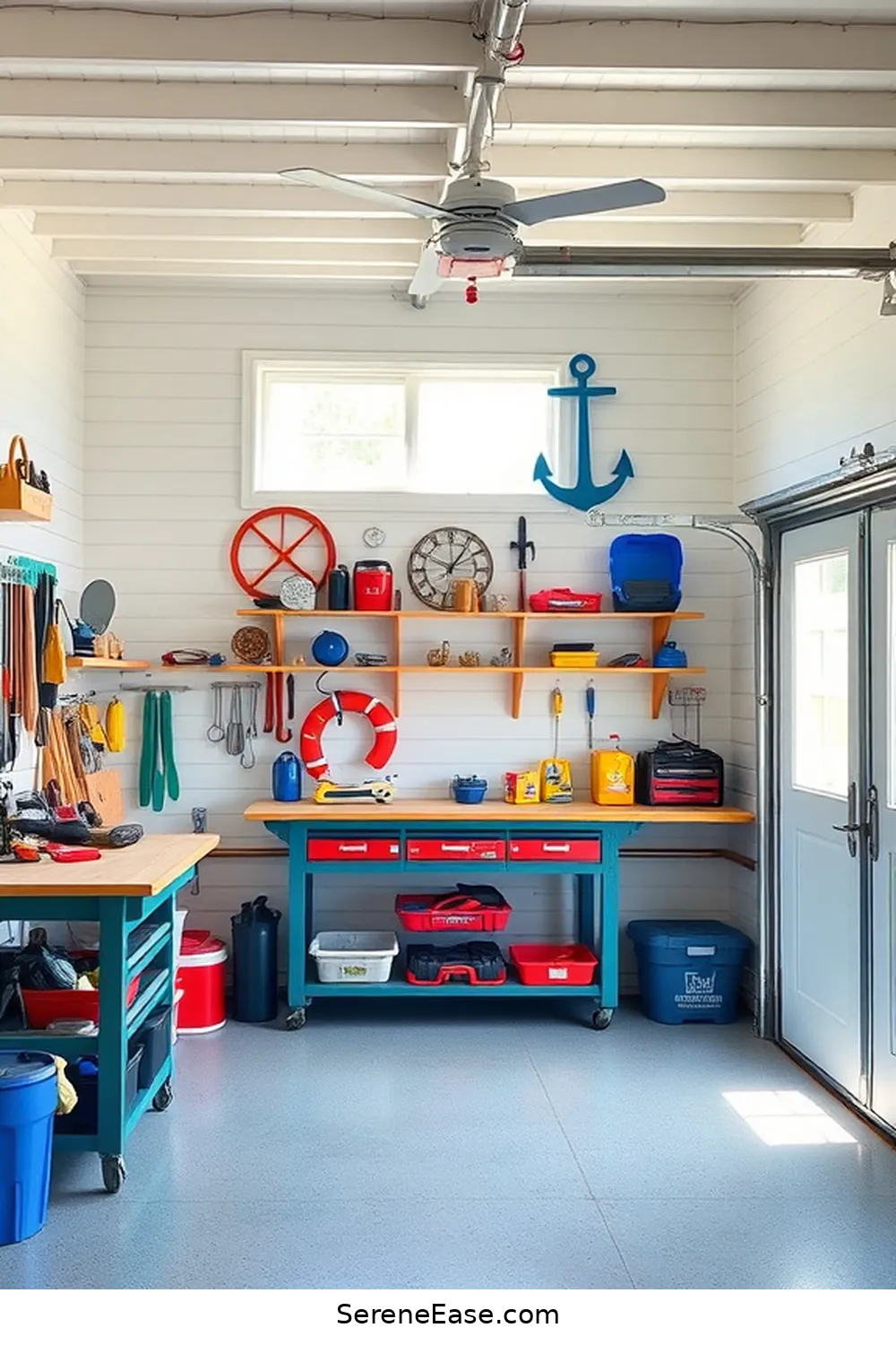 25 Bold and Bright Coastal Style Ideas for Your Garage 25 Create a Functional Workbench Area for 25 Bold and Bright Coastal Style Ideas for Your Garage