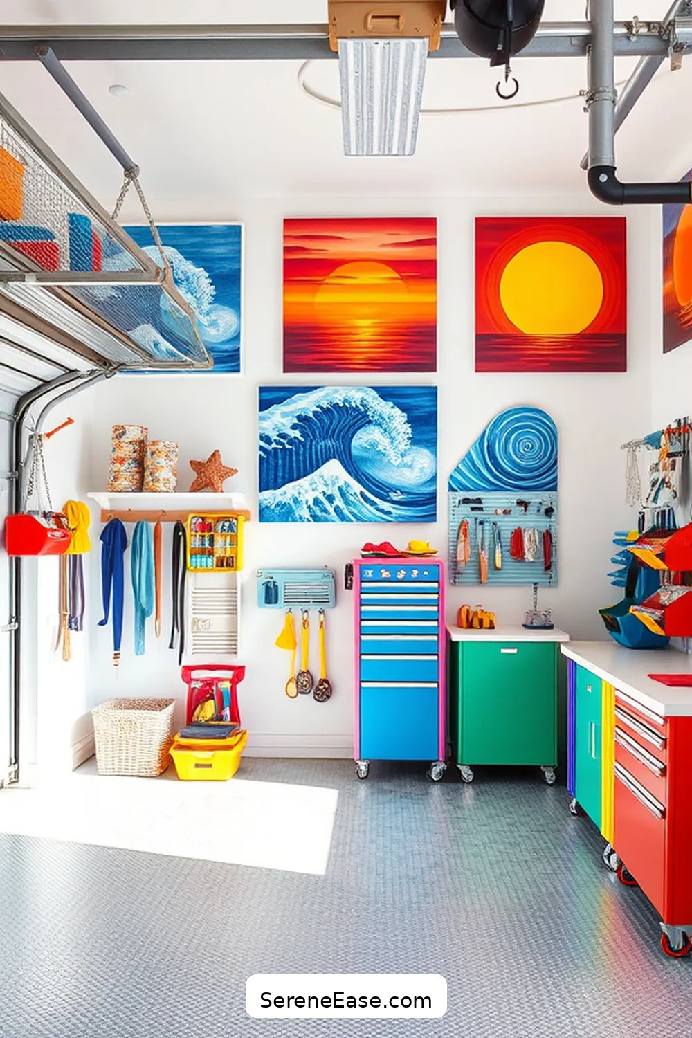 25 Bold and Bright Coastal Style Ideas for Your Garage 7 Hang Coastal-Inspired Artwork for 25 Bold and Bright Coastal Style Ideas for Your Garage