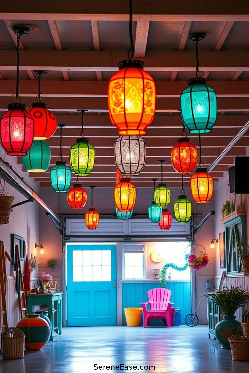 25 Bold and Bright Coastal Style Ideas for Your Garage 17 Hang Lanterns for Ambient Lighting for 25 Bold and Bright Coastal Style Ideas for Your Garage
