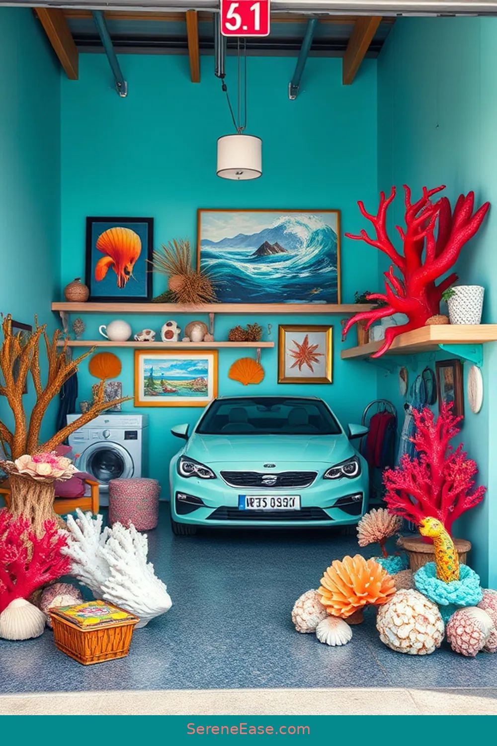 25 Bold and Bright Coastal Style Ideas for Your Garage 10 Incorporate Coral Reef Decor for 25 Bold and Bright Coastal Style Ideas for Your Garage