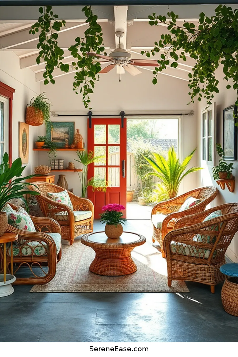 25 Bold and Bright Coastal Style Ideas for Your Garage 4 Use Wicker and Rattan Furniture for 25 Bold and Bright Coastal Style Ideas for Your Garage