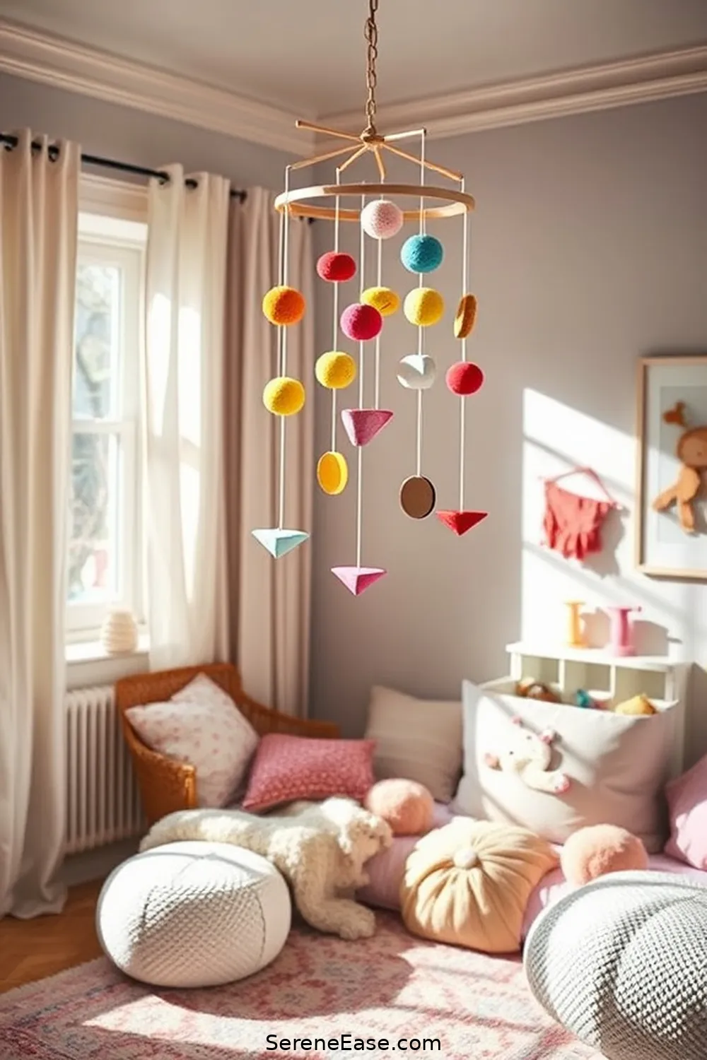 25 Essential Elements for a Bold Bright Bohemian Nursery Style 18 Artistic Mobile for 25 Essential Elements for a Bold Bright Bohemian Nursery Style