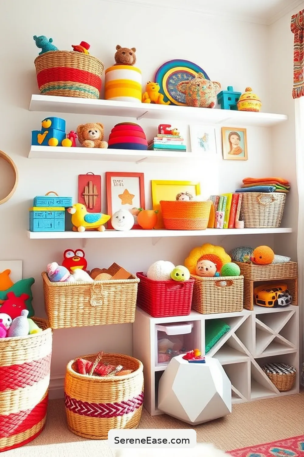 25 Essential Elements for a Bold Bright Bohemian Nursery Style 23 Bright Storage Solutions for 25 Essential Elements for a Bold Bright Bohemian Nursery Style