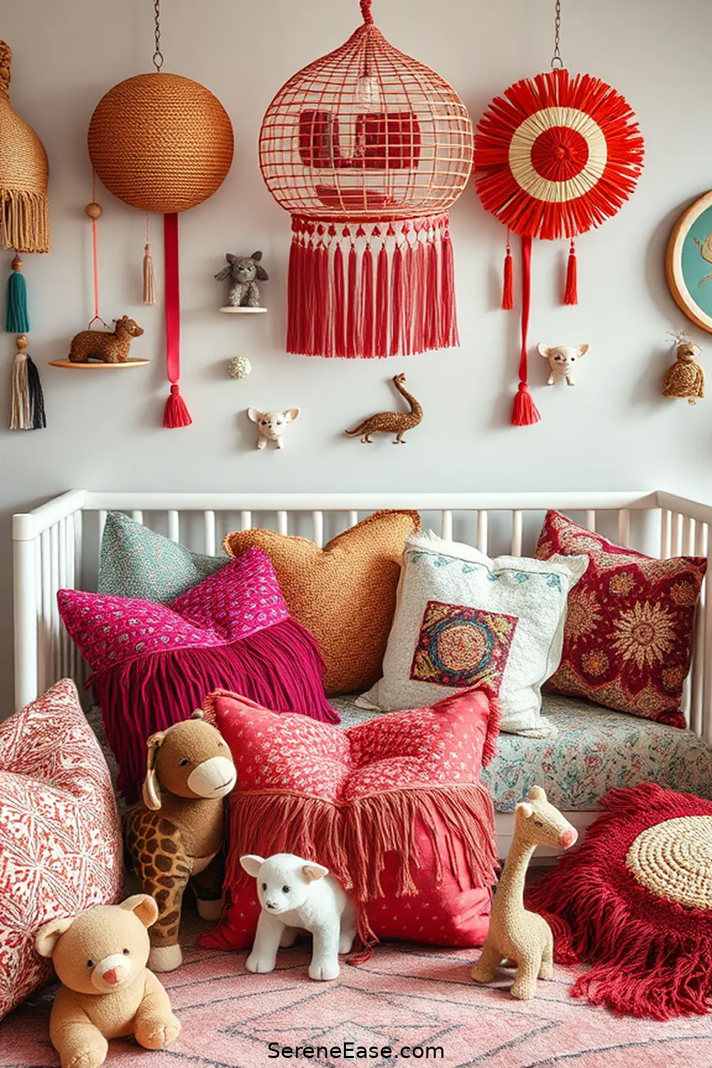 25 Essential Elements for a Bold Bright Bohemian Nursery Style 16 Decorative Pillows for 25 Essential Elements for a Bold Bright Bohemian Nursery Style