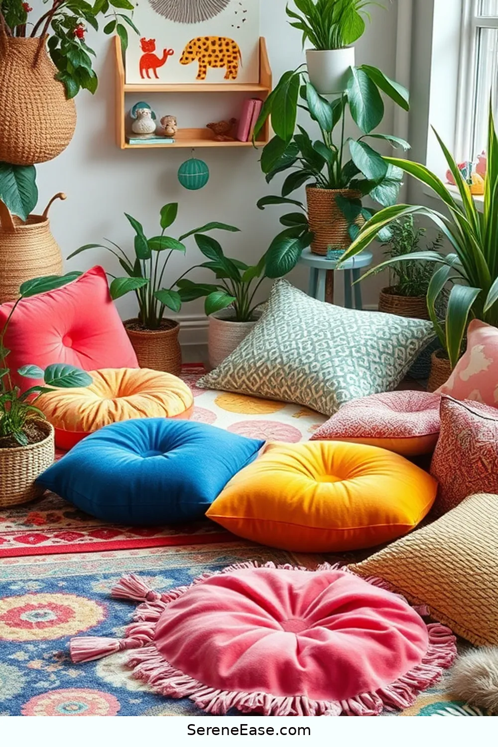 25 Essential Elements for a Bold Bright Bohemian Nursery Style 17 Soft Floor Cushions for 25 Essential Elements for a Bold Bright Bohemian Nursery Style