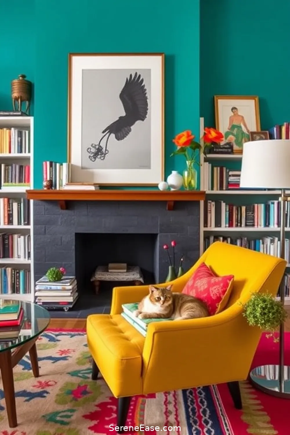 25 Essentials for a Bold and Bright Mid-Century Modern Library Style 20 Choose a Bold Accent Color for 25 Essentials for a Bold and Bright Mid-Century Modern Library Style