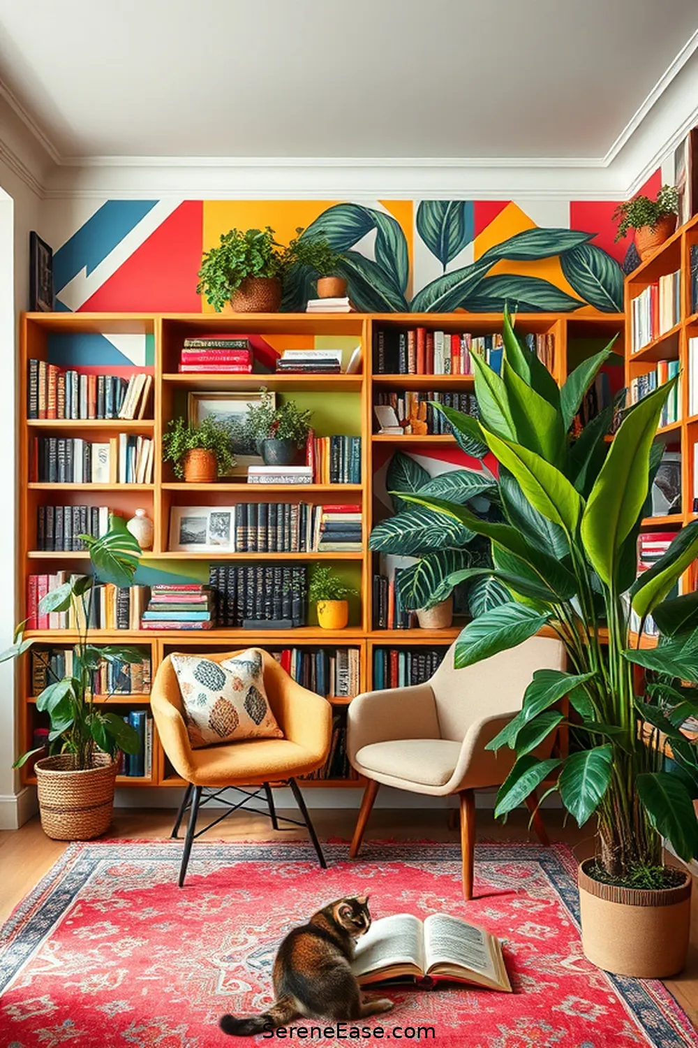 25 Essentials for a Bold and Bright Mid-Century Modern Library Style 7 Create a Statement Wall for 25 Essentials for a Bold and Bright Mid-Century Modern Library Style