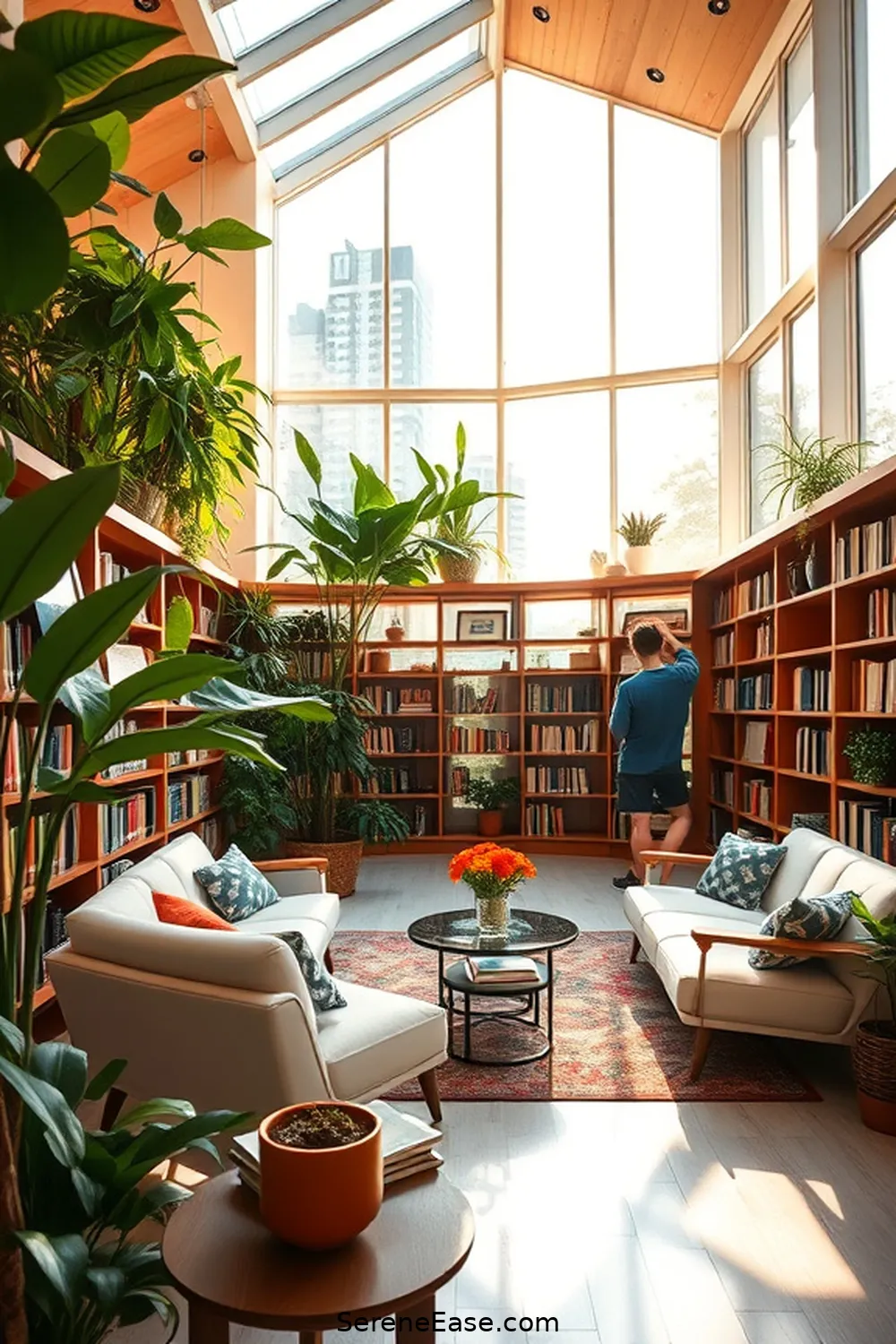 25 Essentials for a Bold and Bright Mid-Century Modern Library Style 25 Focus on Natural Light for 25 Essentials for a Bold and Bright Mid-Century Modern Library Style