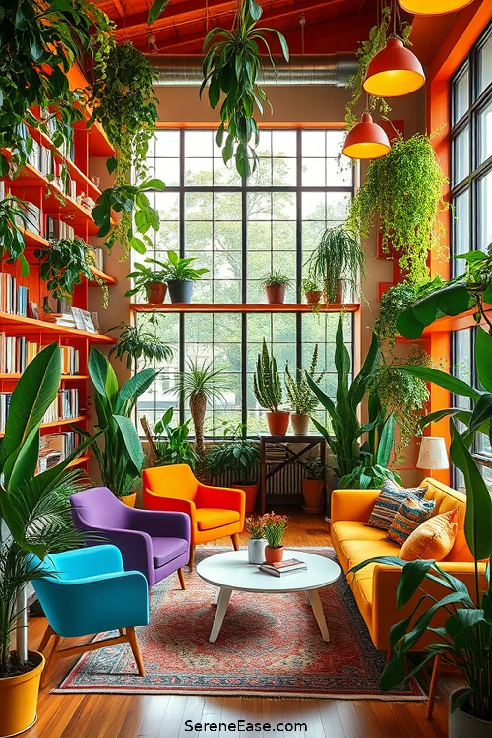 25 Essentials for a Bold and Bright Mid-Century Modern Library Style 11 Include Indoor Plants for 25 Essentials for a Bold and Bright Mid-Century Modern Library Style