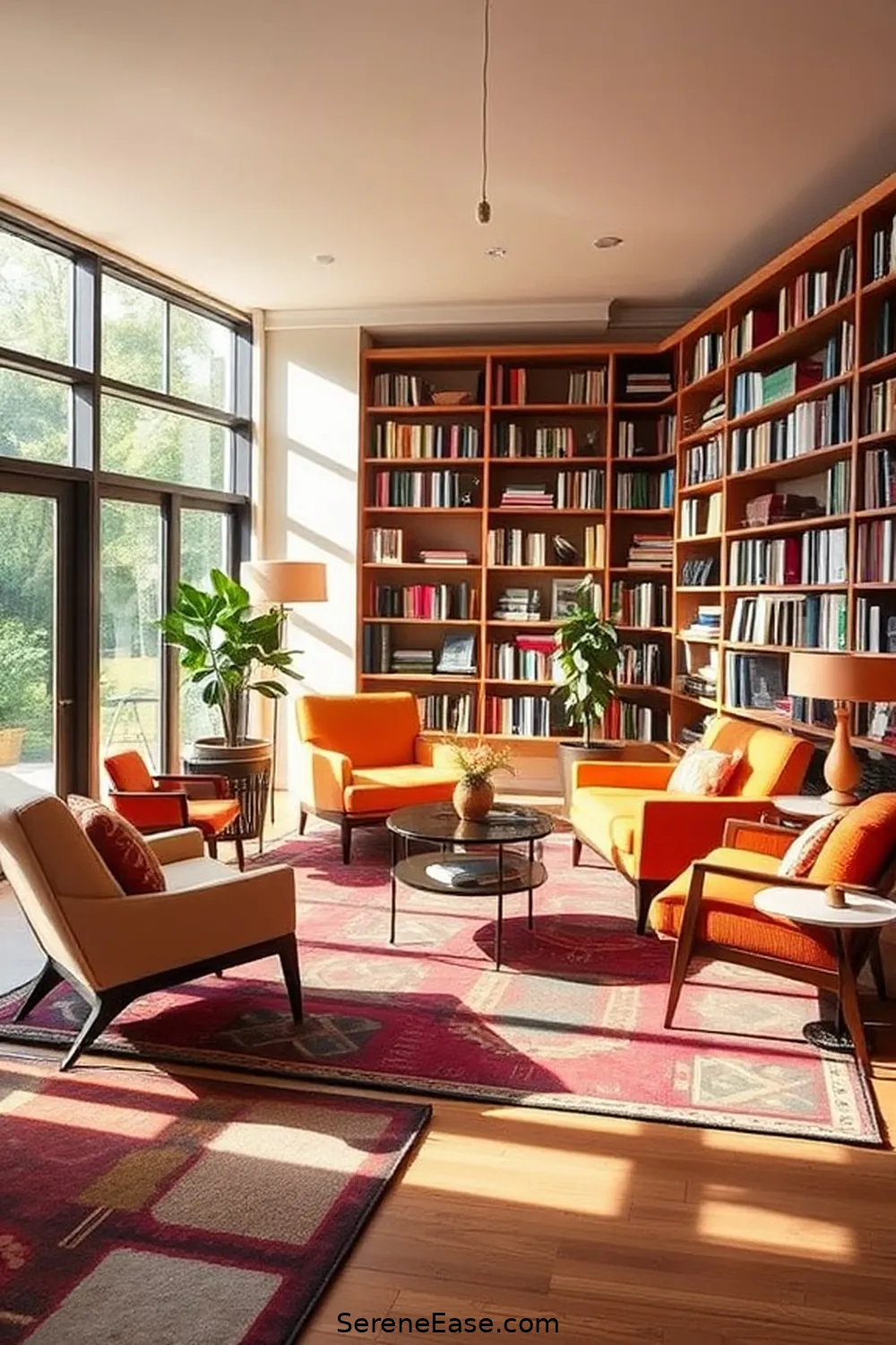 25 Essentials for a Bold and Bright Mid-Century Modern Library Style 3 Incorporate Geometric Patterns for 25 Essentials for a Bold and Bright Mid-Century Modern Library Style