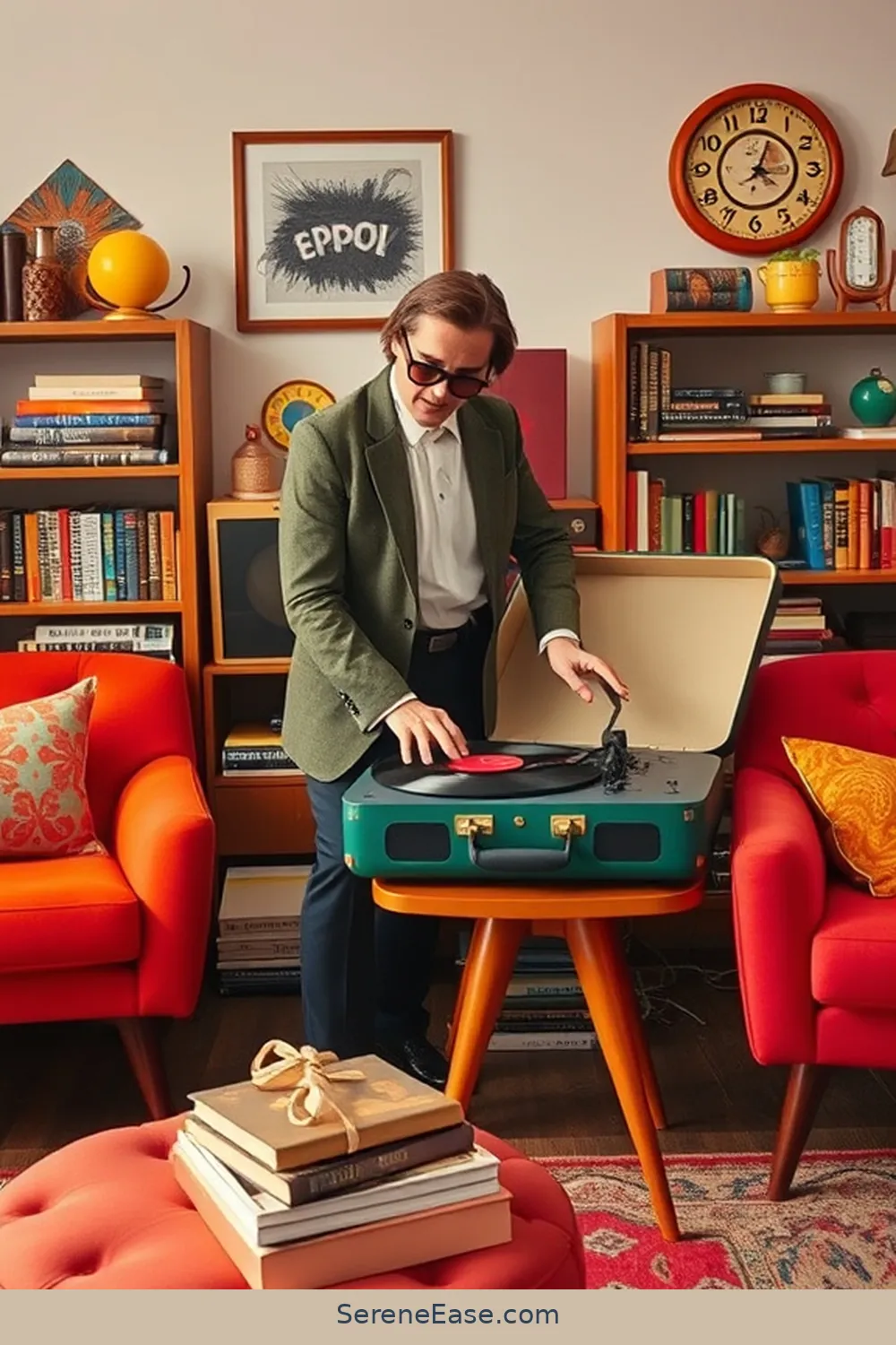 25 Essentials for a Bold and Bright Mid-Century Modern Library Style 22 Incorporate Retro Technology for 25 Essentials for a Bold and Bright Mid-Century Modern Library Style