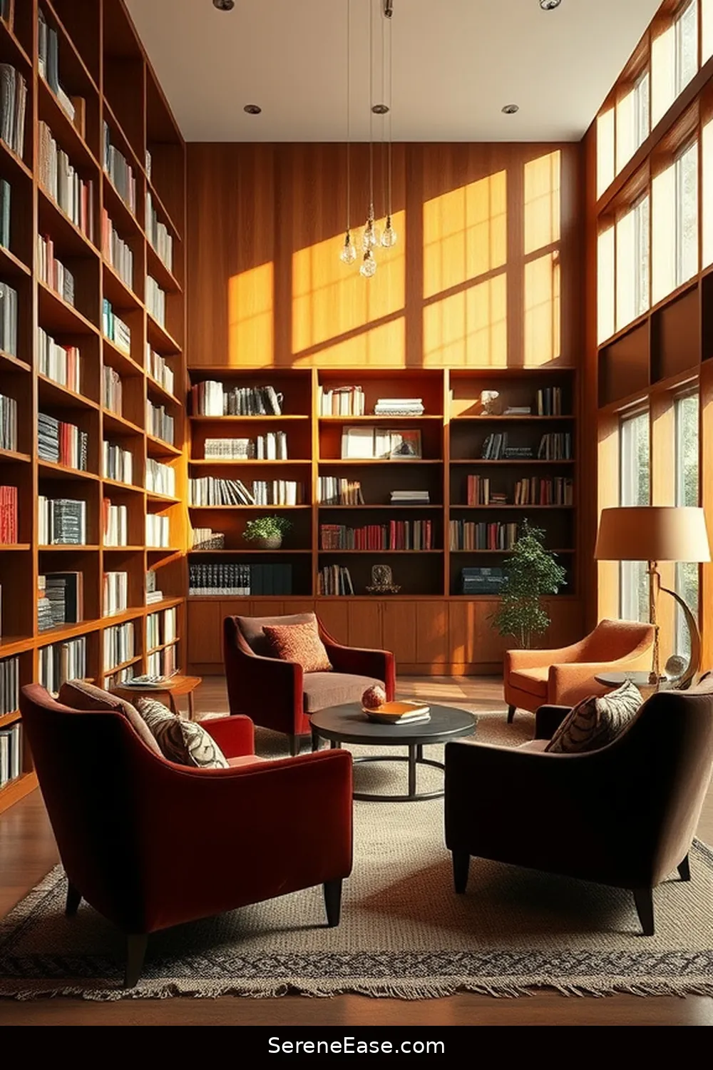 25 Essentials for a Bold and Bright Mid-Century Modern Library Style 10 Mix Textures for Depth for 25 Essentials for a Bold and Bright Mid-Century Modern Library Style