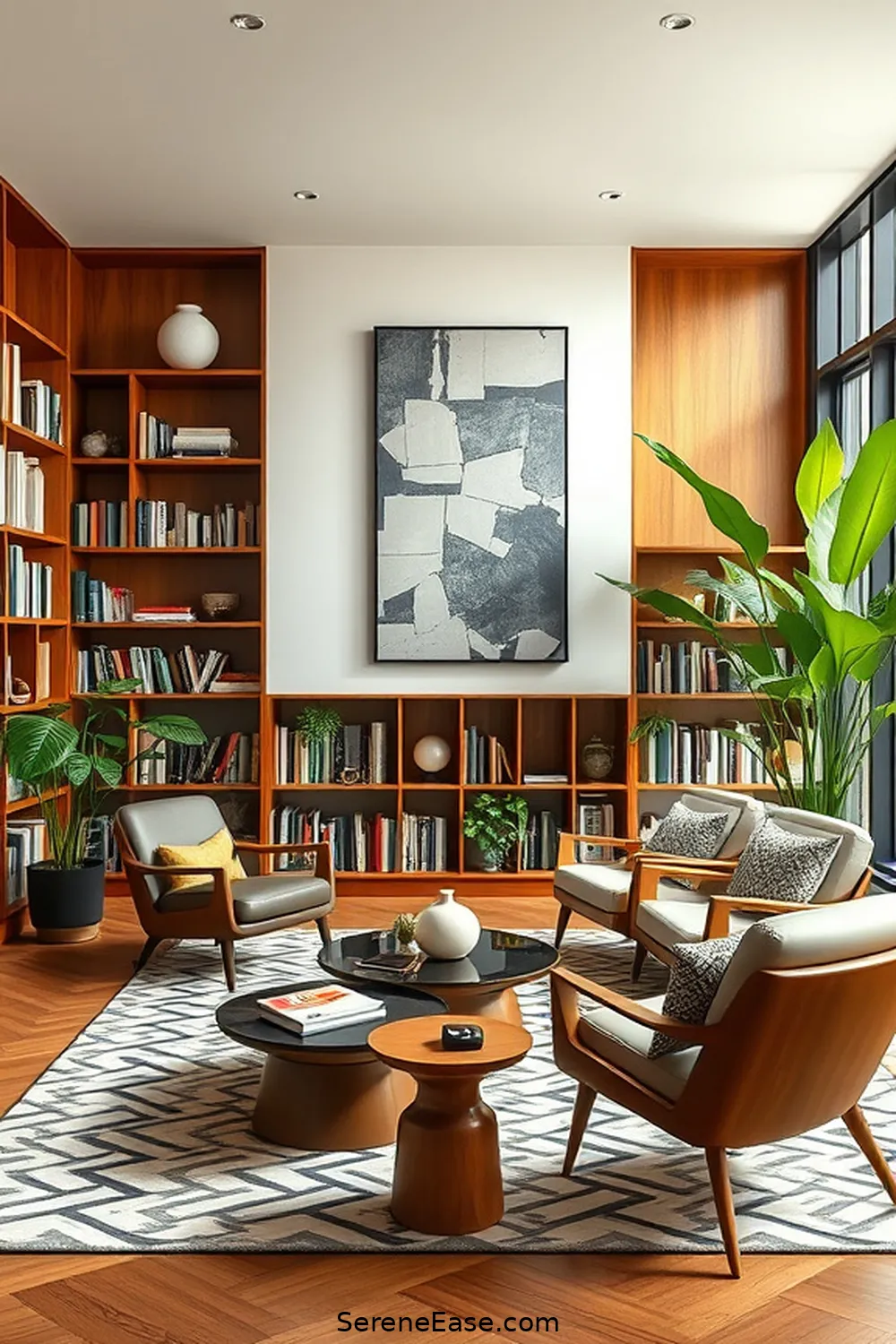 25 Essentials for a Bold and Bright Mid-Century Modern Library Style 12 Opt for Minimalist Accessories for 25 Essentials for a Bold and Bright Mid-Century Modern Library Style