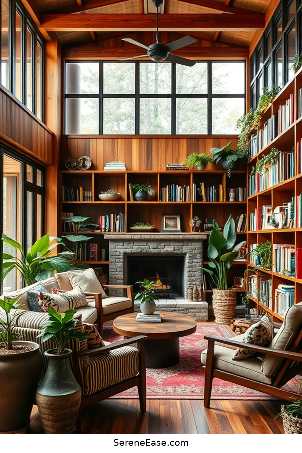 25 Essentials for a Bold and Bright Mid-Century Modern Library Style 21 Use Natural Materials for 25 Essentials for a Bold and Bright Mid-Century Modern Library Style