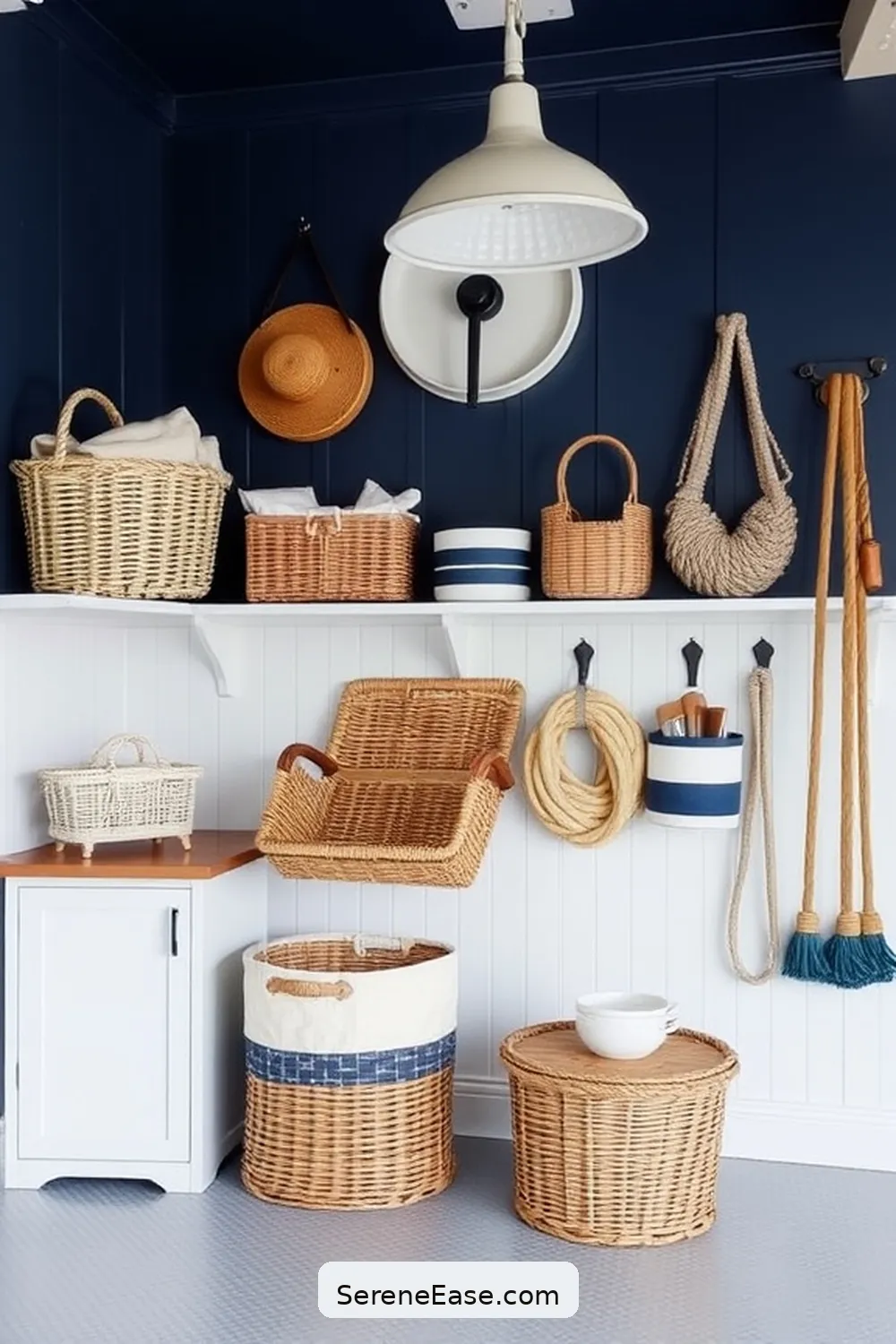25 Monochromatic Coastal Style Ideas for Your Garage 5 Nautical-Inspired Storage Solutions for 25 Monochromatic Coastal Style Ideas for Your Garage