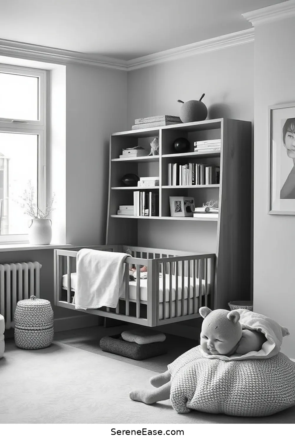 25 Must-Have Elements for a Black and White Modern Farmhouse Style Nursery 9 Minimalist Bookshelf for 25 Must-Have Elements for a Black and White Modern Farmhouse Style Nursery