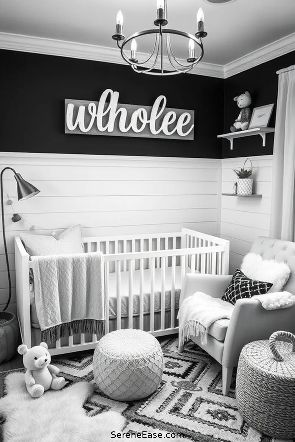 25 Must-Have Elements for a Black and White Modern Farmhouse Style Nursery 12 Personalized Name Sign for 25 Must-Have Elements for a Black and White Modern Farmhouse Style Nursery