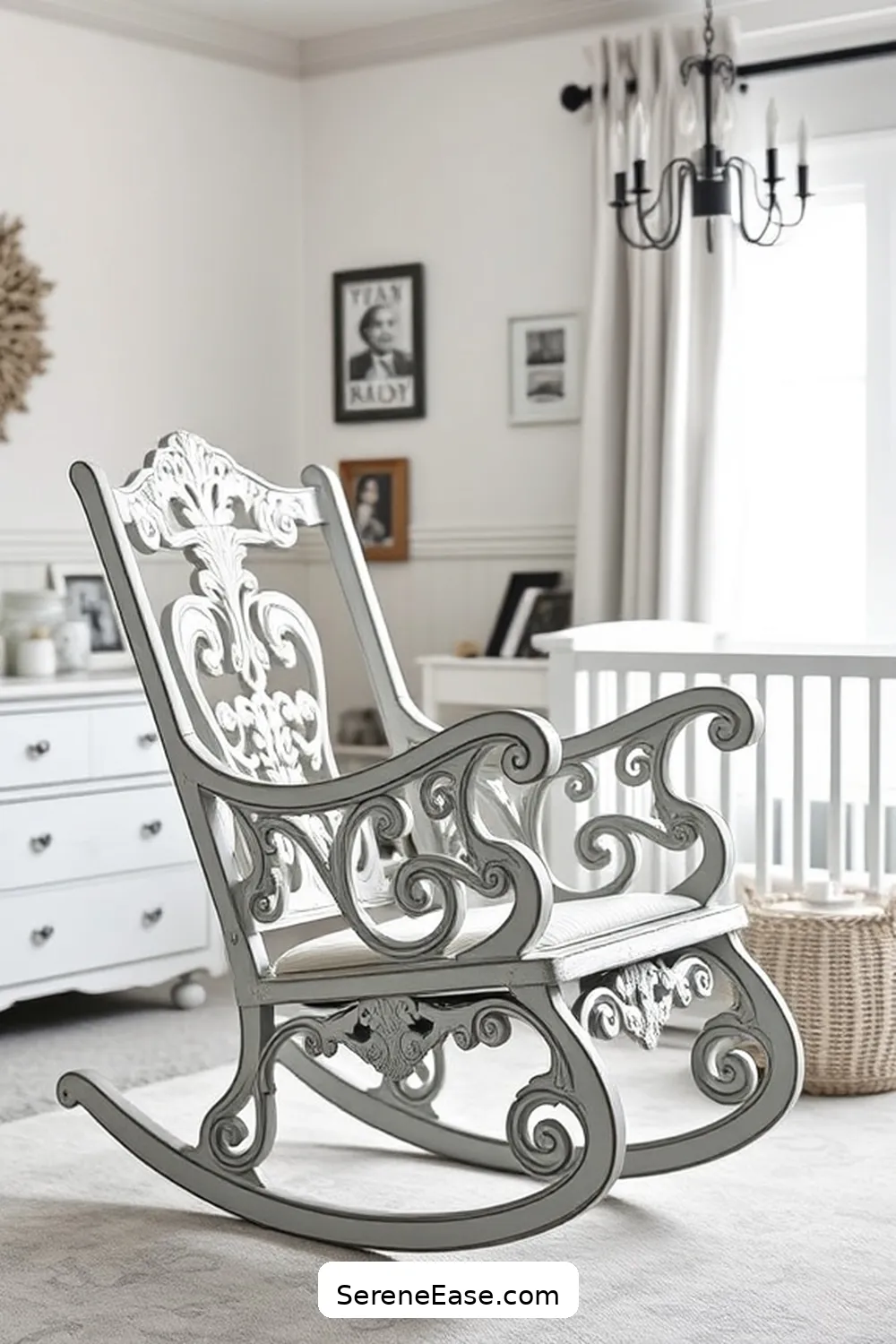 25 Must-Have Elements for a Black and White Modern Farmhouse Style Nursery 6 Vintage-Inspired Rocking Chair for 25 Must-Have Elements for a Black and White Modern Farmhouse Style Nursery