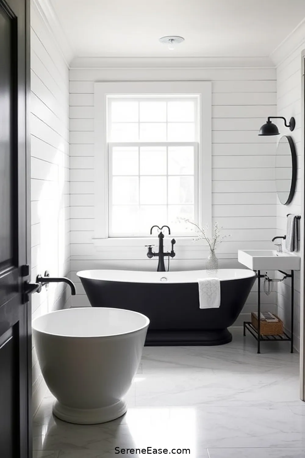 25 Stunning Black and White Bathroom Ideas in Modern Farmhouse Style 4 Sleek Black Fixtures and Fittings for 25 Stunning Black and White Bathroom Ideas in Modern Farmhouse Style