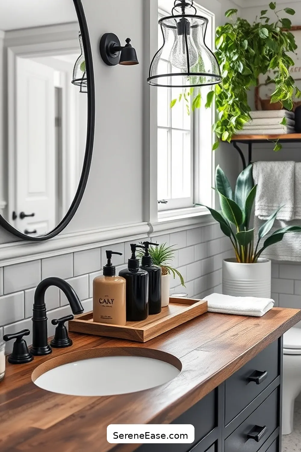 25 Stunning Black and White Bathroom Ideas in Modern Farmhouse Style 23 Stylish Black and White Soap Dispensers for 25 Stunning Black and White Bathroom Ideas in Modern Farmhouse Style