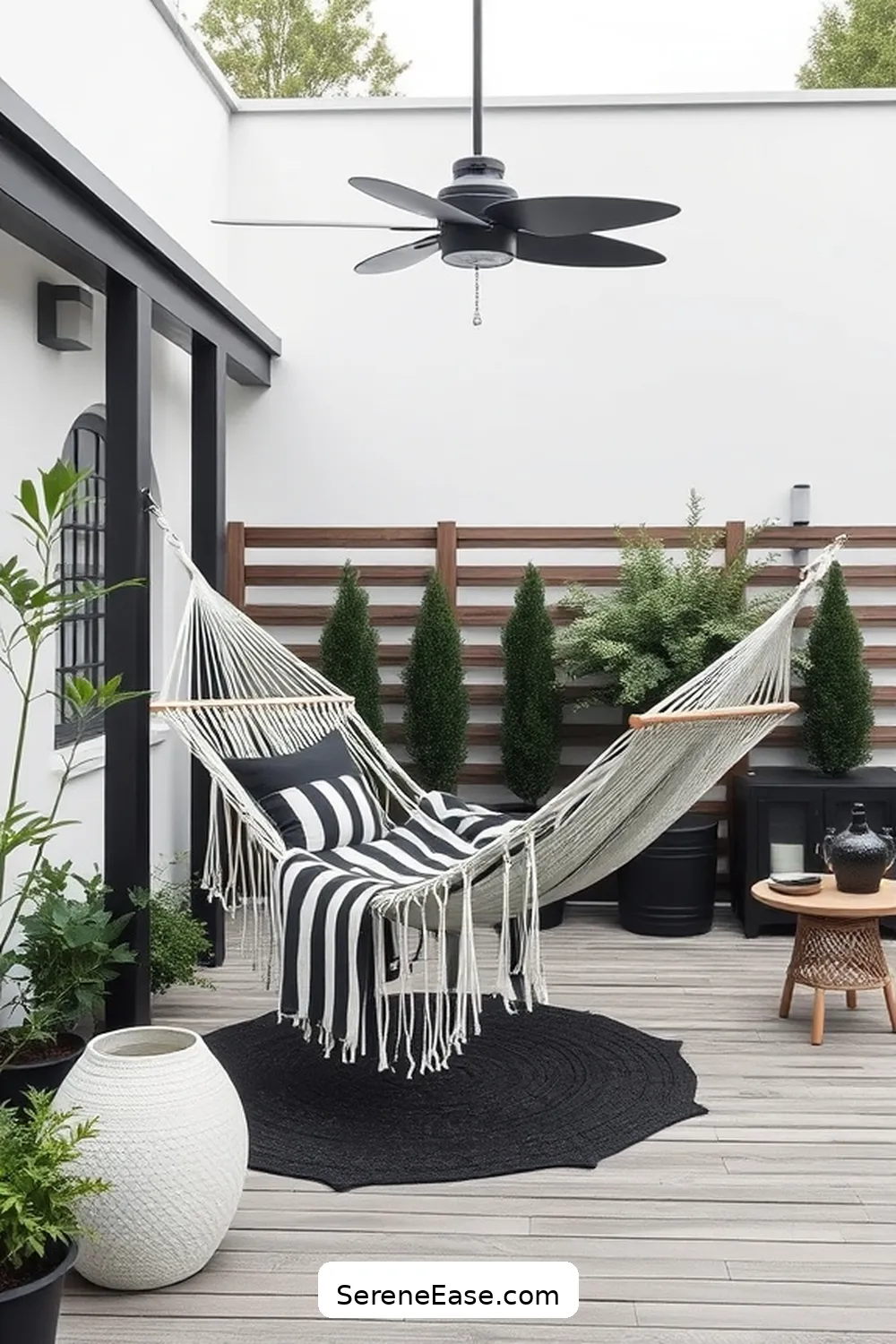 25 Stunning Black and White Scandinavian Outdoor Patio Ideas 16 Comfortable Hammocks for 25 Stunning Black and White Scandinavian Outdoor Patio Ideas