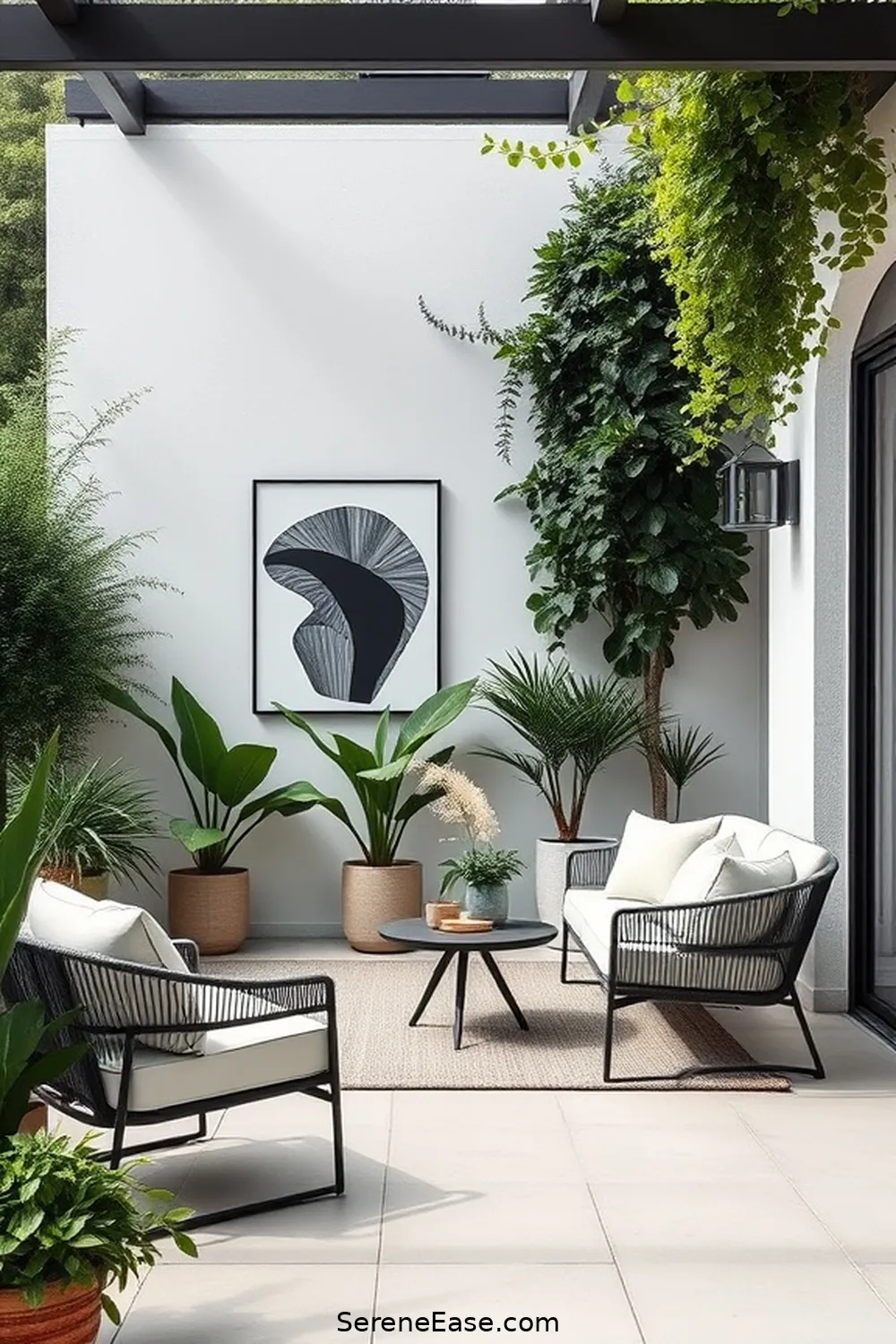 25 Stunning Black and White Scandinavian Outdoor Patio Ideas 14 Creative Wall Art for 25 Stunning Black and White Scandinavian Outdoor Patio Ideas