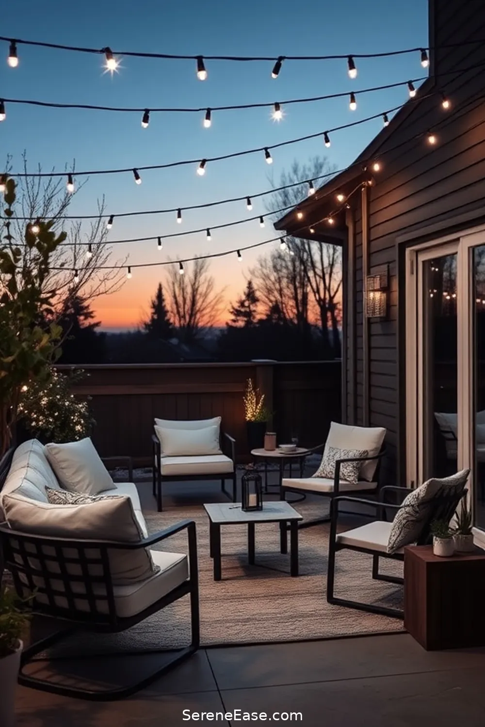 25 Stunning Black and White Scandinavian Outdoor Patio Ideas 5 Elegant String Lights for 25 Stunning Black and White Scandinavian Outdoor Patio Ideas