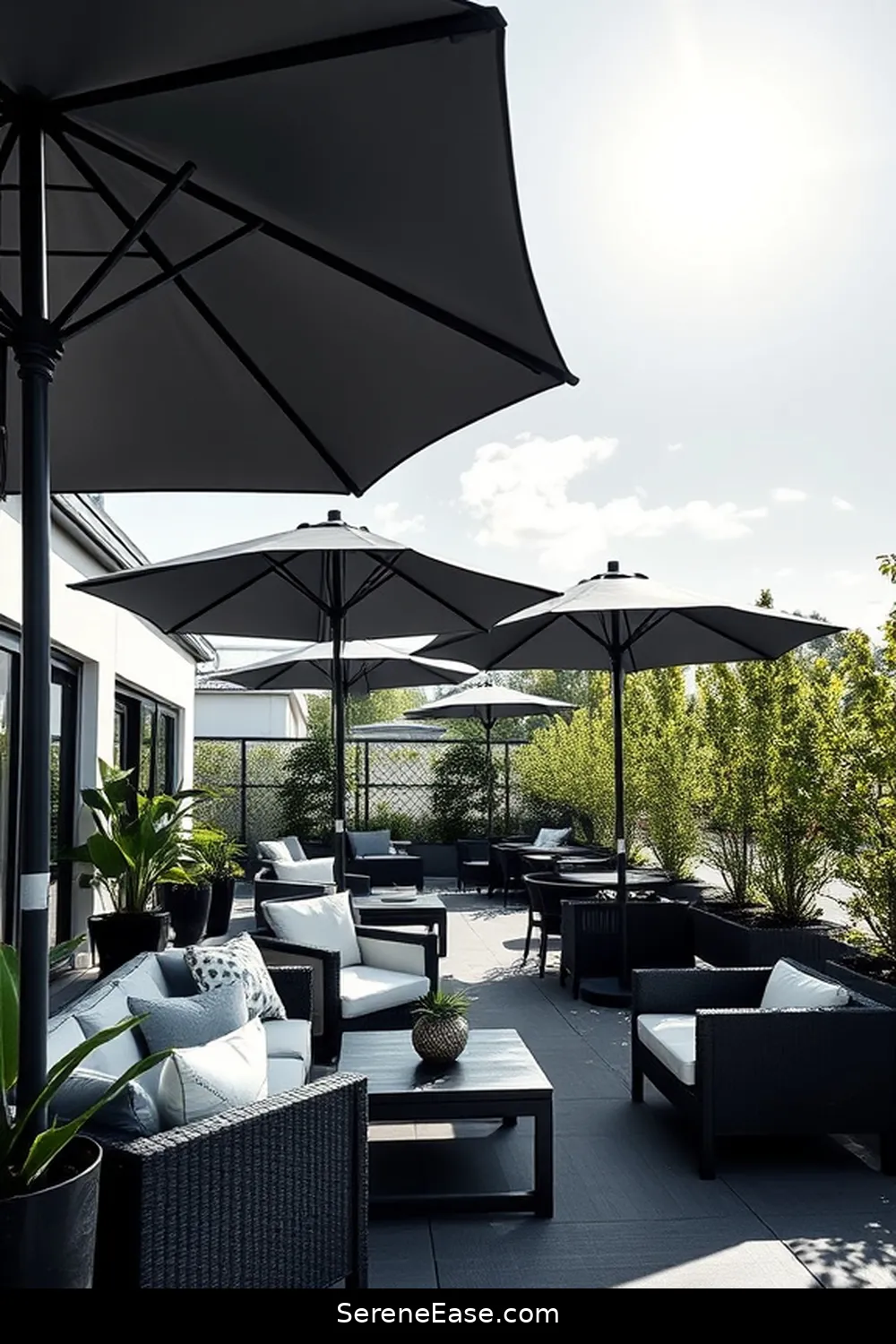 25 Stunning Black and White Scandinavian Outdoor Patio Ideas 22 Elegant Umbrellas for 25 Stunning Black and White Scandinavian Outdoor Patio Ideas