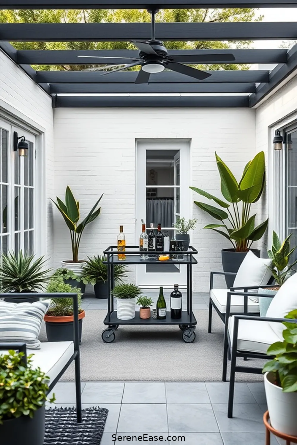 25 Stunning Black and White Scandinavian Outdoor Patio Ideas 13 Modern Bar Cart for 25 Stunning Black and White Scandinavian Outdoor Patio Ideas