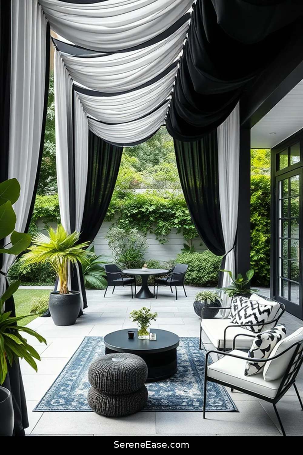 25 Stunning Black and White Scandinavian Outdoor Patio Ideas 25 Stylish Outdoor Curtains for 25 Stunning Black and White Scandinavian Outdoor Patio Ideas