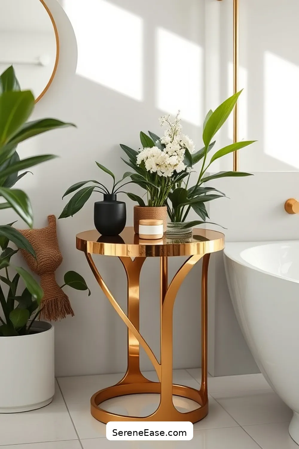 25 Stunning Metallic Accents for a Mid-Century Modern Bathroom 12 Brass Accent Tables for 25 Stunning Metallic Accents for a Mid-Century Modern Bathroom