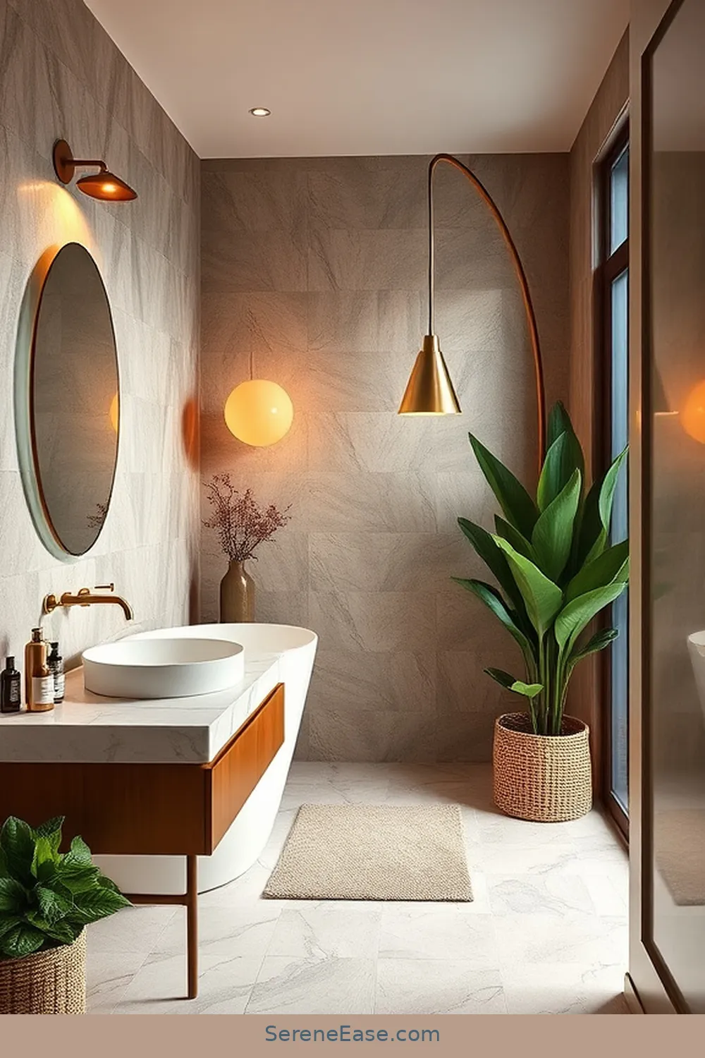 25 Stunning Metallic Accents for a Mid-Century Modern Bathroom 20 Brass Floor Lamps for 25 Stunning Metallic Accents for a Mid-Century Modern Bathroom
