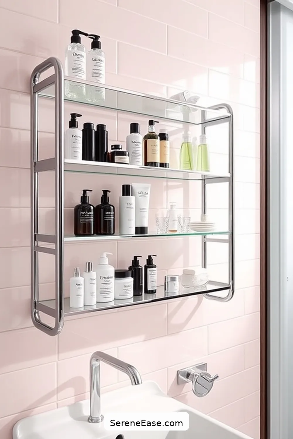 25 Stunning Metallic Accents for a Mid-Century Modern Bathroom 11 Chrome Shelving Units for 25 Stunning Metallic Accents for a Mid-Century Modern Bathroom