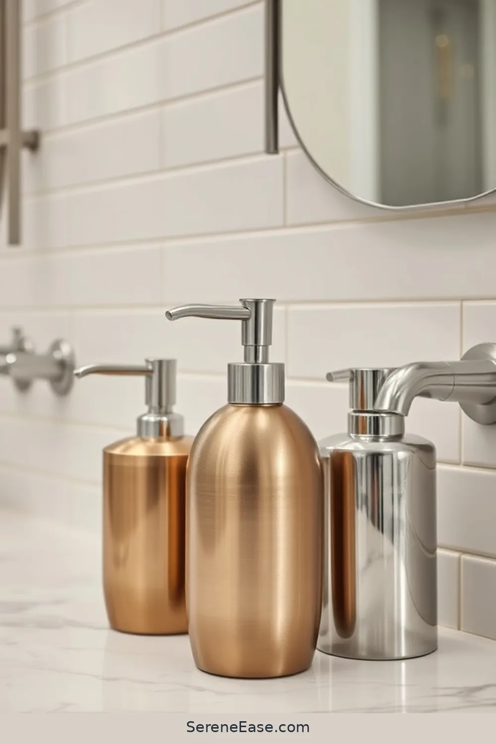 25 Stunning Metallic Accents for a Mid-Century Modern Bathroom 23 Metallic Soap Dispensers for 25 Stunning Metallic Accents for a Mid-Century Modern Bathroom