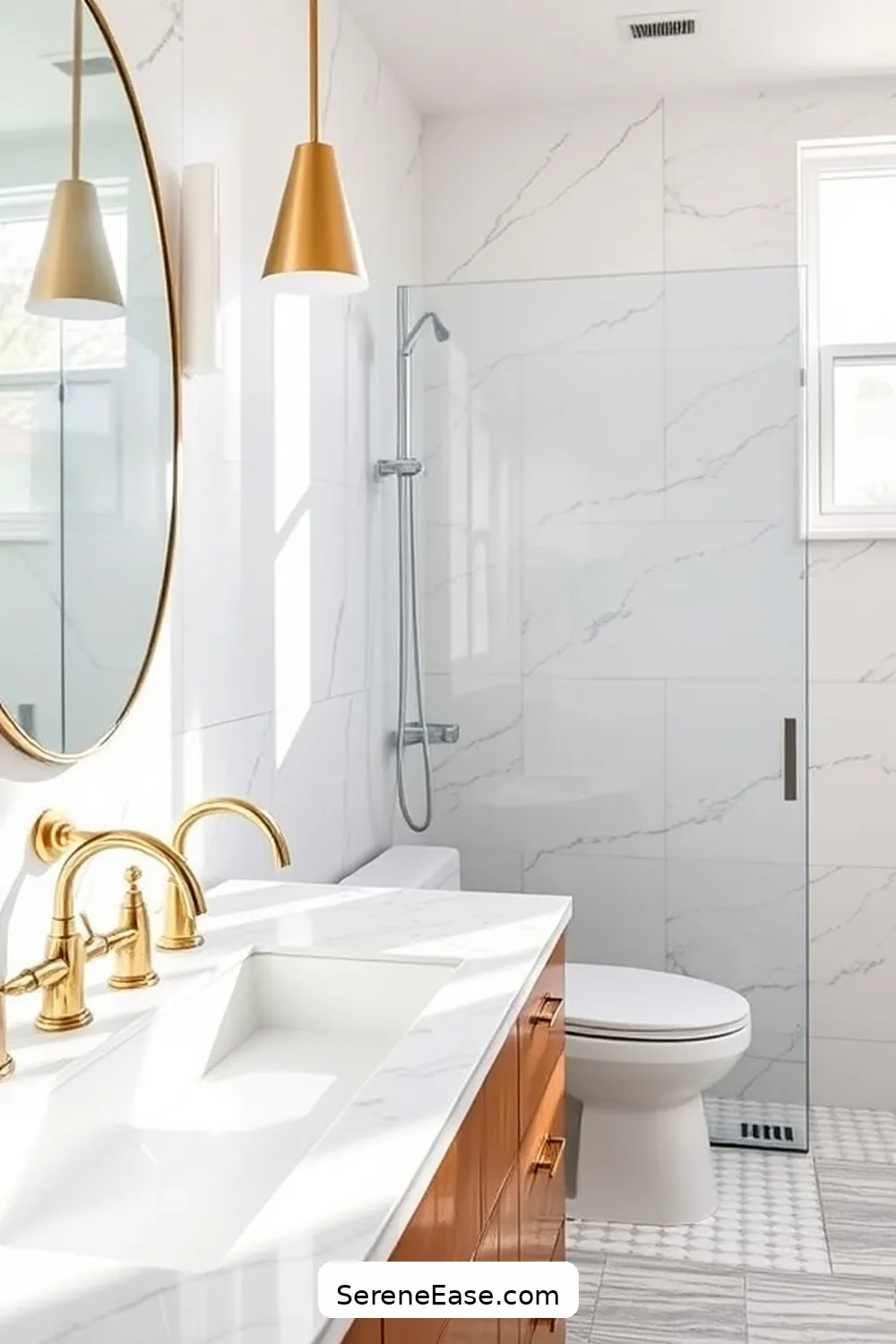 25 Stunning Metallic Accents for a Mid-Century Modern Bathroom 2 Polished Brass Faucets for 25 Stunning Metallic Accents for a Mid-Century Modern Bathroom