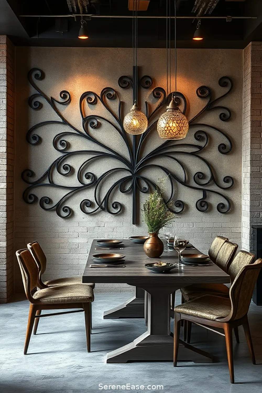 25 Stunning Metallic Accents to Elevate Industrial Dining Room Style 6 Iron Wall Art for 25 Stunning Metallic Accents to Elevate Industrial Dining Room Style