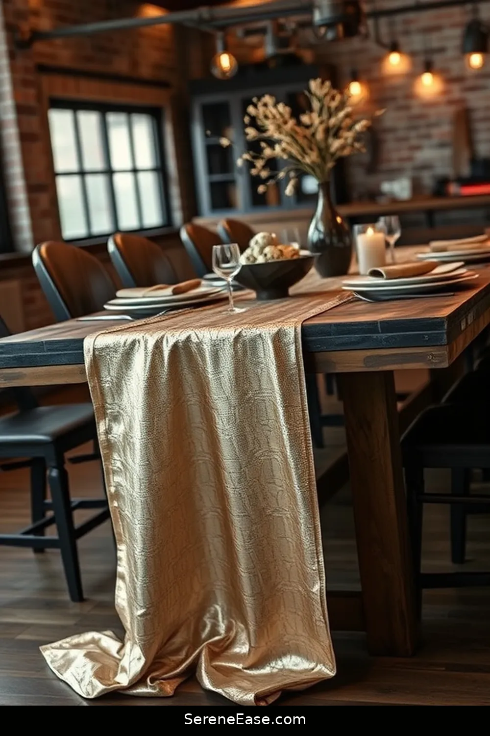 25 Stunning Metallic Accents to Elevate Industrial Dining Room Style 10 Metallic Table Runners for 25 Stunning Metallic Accents to Elevate Industrial Dining Room Style
