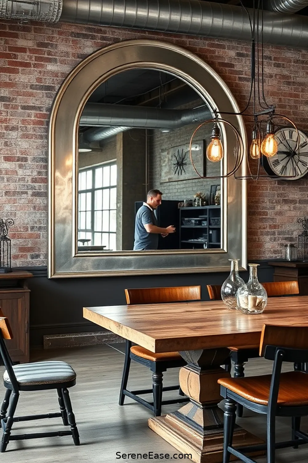 25 Stunning Metallic Accents to Elevate Industrial Dining Room Style 23 Silver Wall Mirrors for 25 Stunning Metallic Accents to Elevate Industrial Dining Room Style