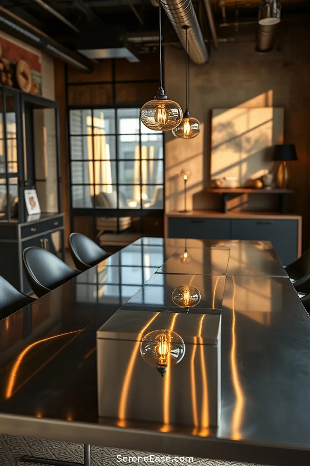 25 Stunning Metallic Accents to Elevate Industrial Dining Room Style 3 Stainless Steel Dining Tables for 25 Stunning Metallic Accents to Elevate Industrial Dining Room Style