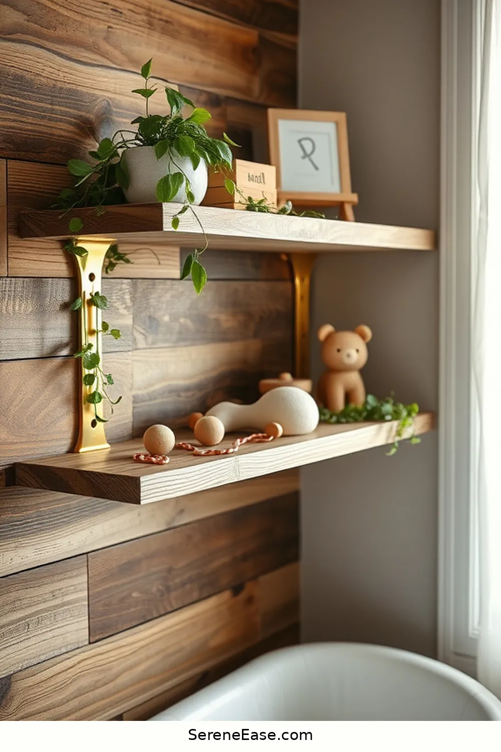 25 Ways Metallic Accents Enhance Rustic Nursery Style 15 Adding Metallic Shelf Brackets for 25 Ways Metallic Accents Enhance Rustic Nursery Style