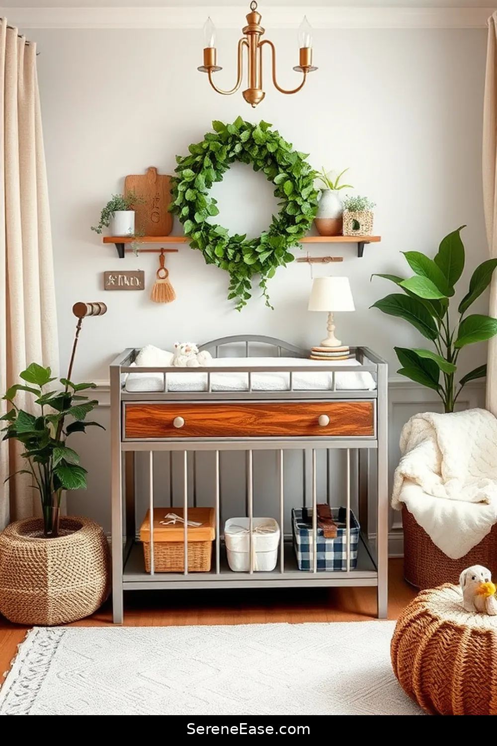 25 Ways Metallic Accents Enhance Rustic Nursery Style 10 Choosing a Metallic Changing Table for 25 Ways Metallic Accents Enhance Rustic Nursery Style
