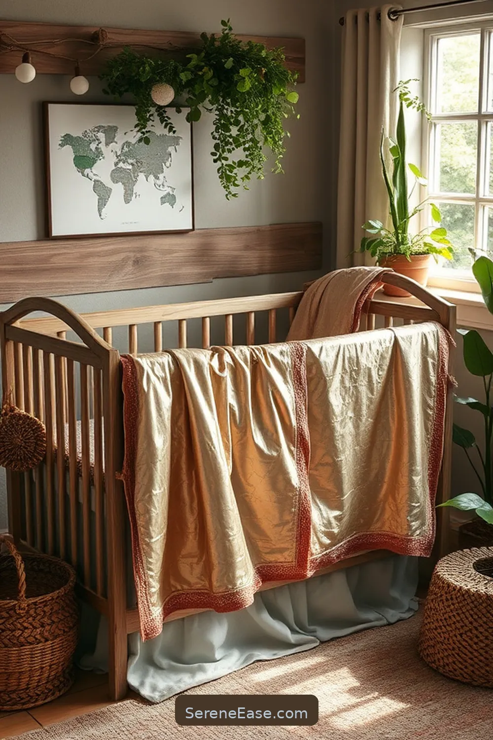 25 Ways Metallic Accents Enhance Rustic Nursery Style 21 Using Metallic Baby Blankets for 25 Ways Metallic Accents Enhance Rustic Nursery Style