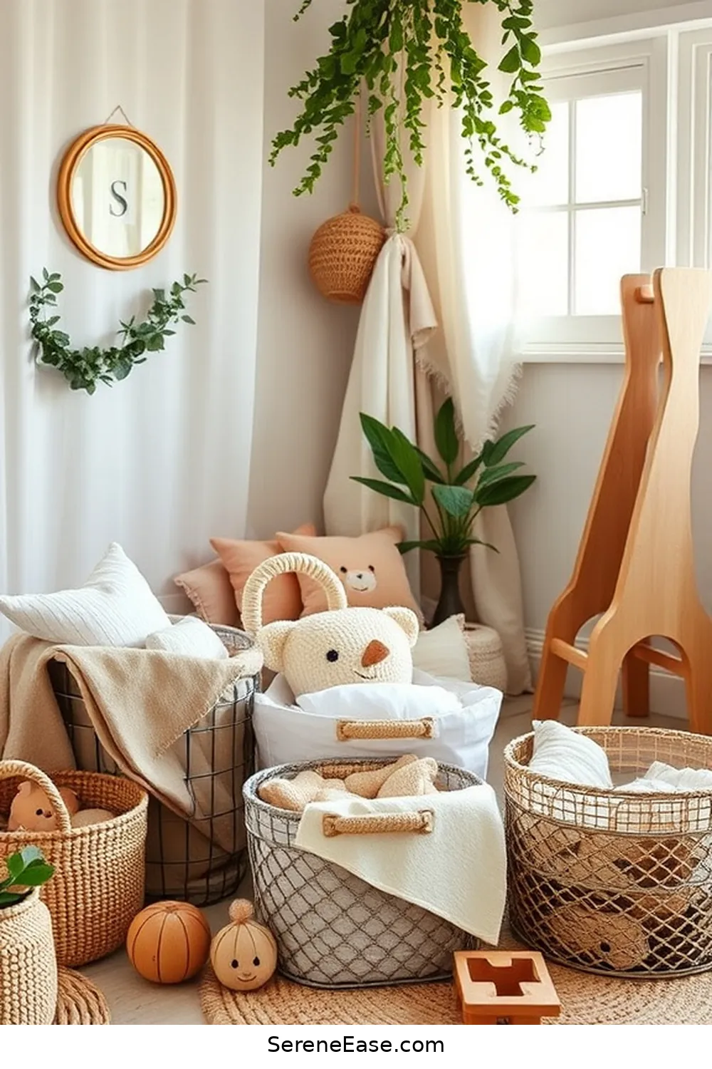 25 Ways Metallic Accents Enhance Rustic Nursery Style 9 Using Metallic Storage Baskets for 25 Ways Metallic Accents Enhance Rustic Nursery Style
