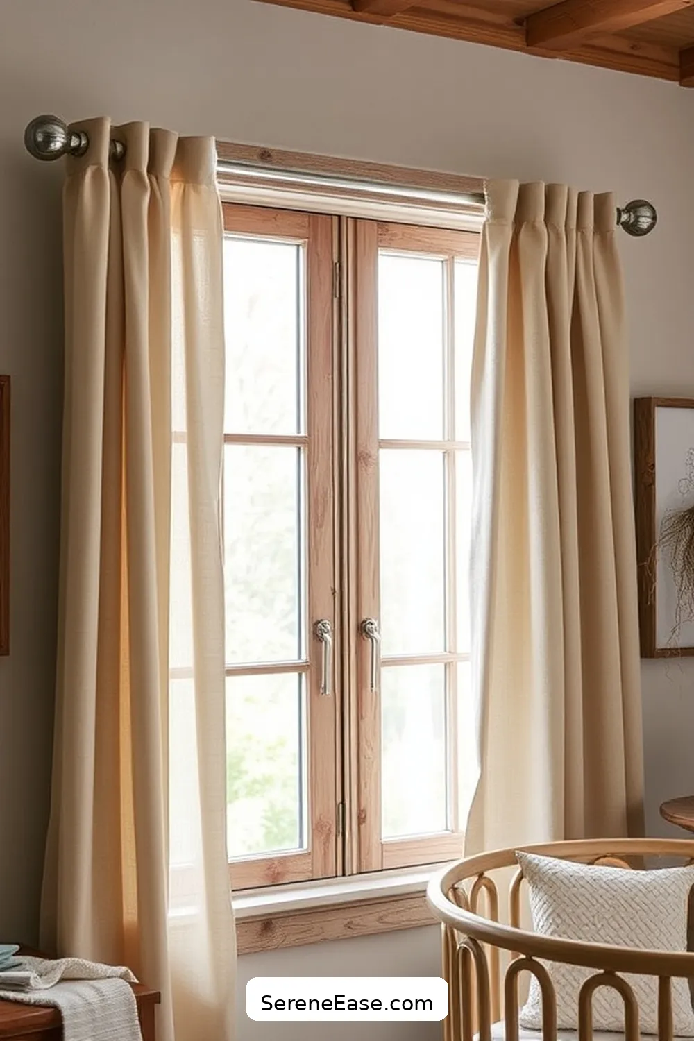 25 Ways Metallic Accents Enhance Rustic Nursery Style 5 Utilizing Metallic Curtain Rods for 25 Ways Metallic Accents Enhance Rustic Nursery Style