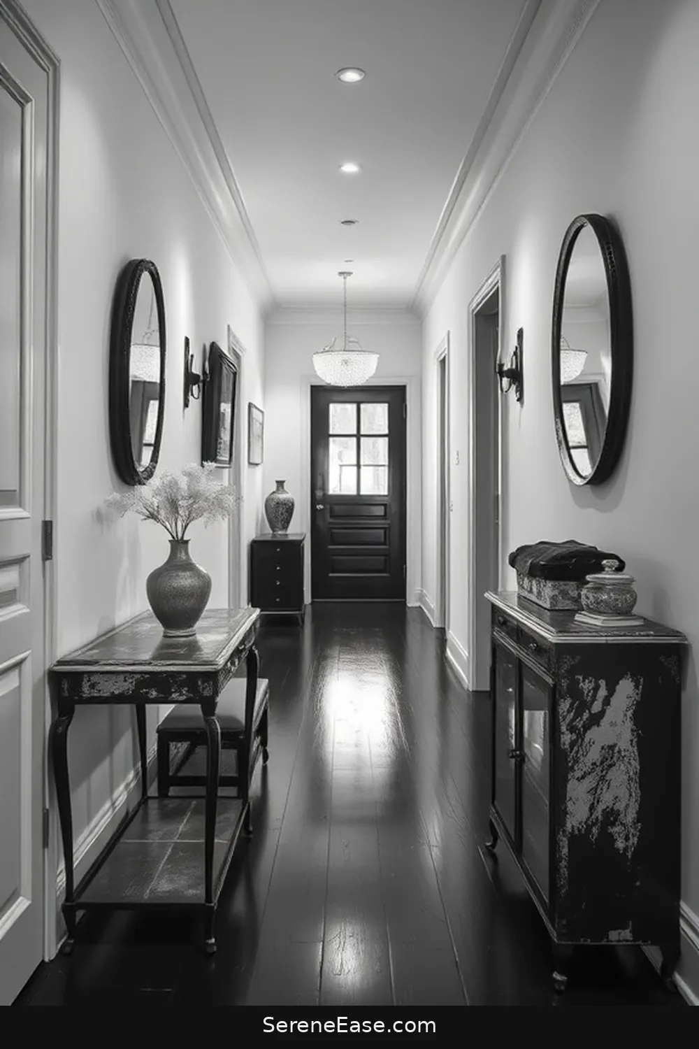 25 Ways to Achieve Black and White Industrial Style in Your Hallway 7 Add Vintage Metal Furniture for 25 Ways to Achieve Black and White Industrial Style in Your Hallway