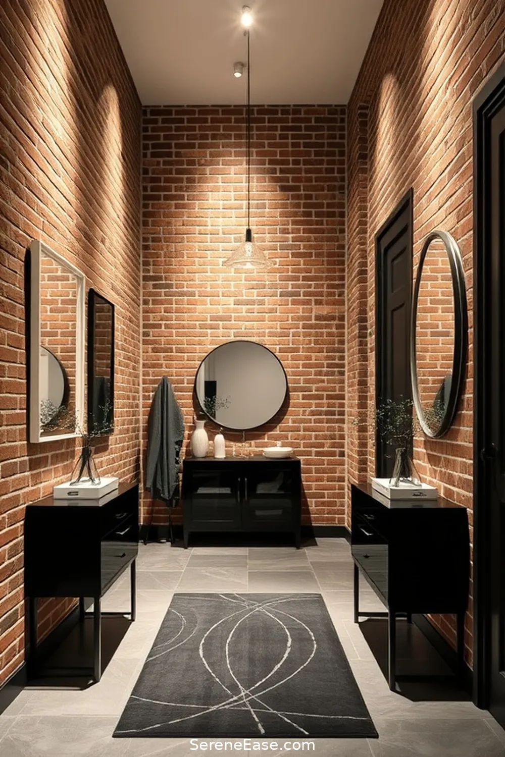 25 Ways to Achieve Black and White Industrial Style in Your Hallway 2 Incorporate Exposed Brick Walls for 25 Ways to Achieve Black and White Industrial Style in Your Hallway