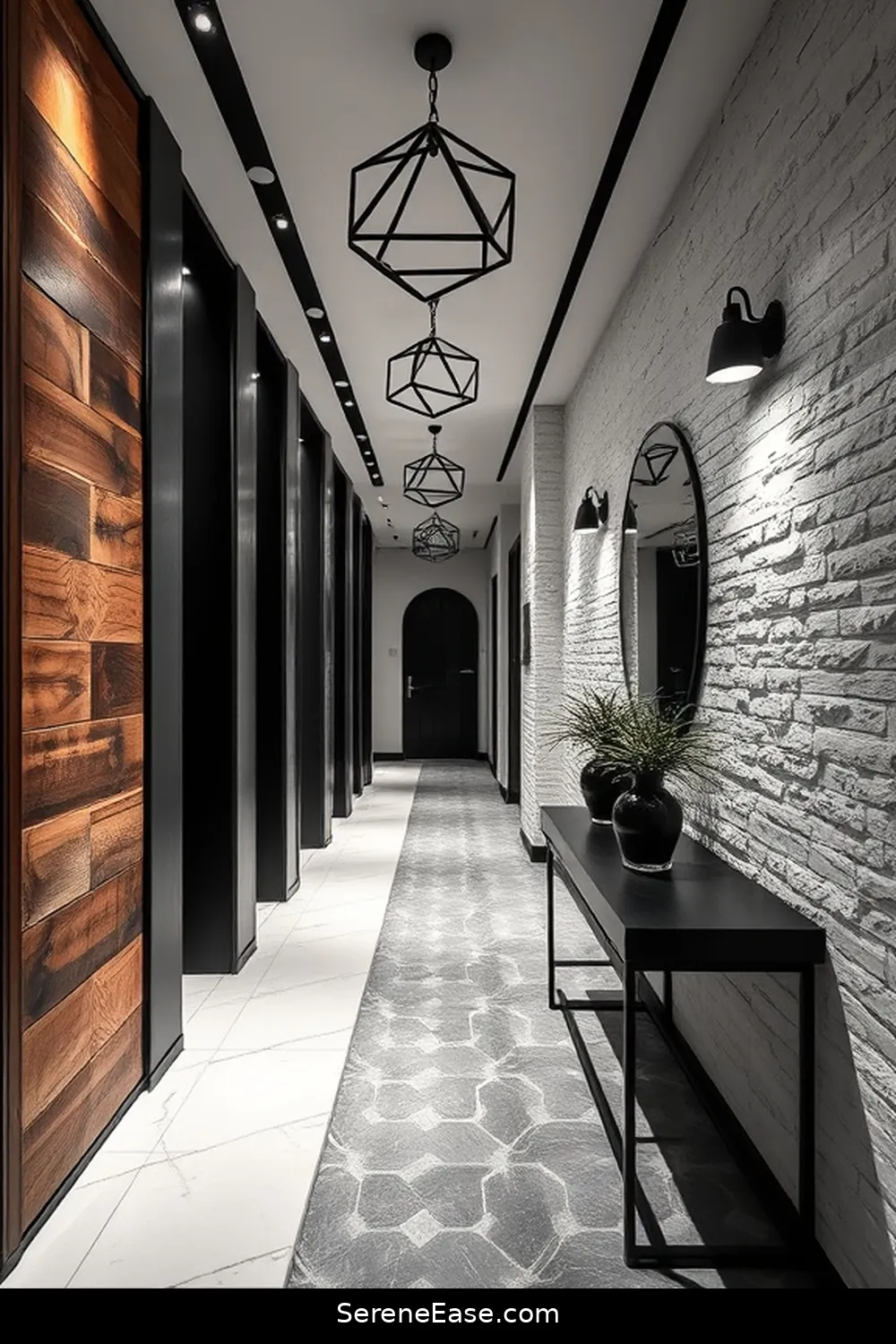 25 Ways to Achieve Black and White Industrial Style in Your Hallway 14 Incorporate Reclaimed Wood Elements for 25 Ways to Achieve Black and White Industrial Style in Your Hallway
