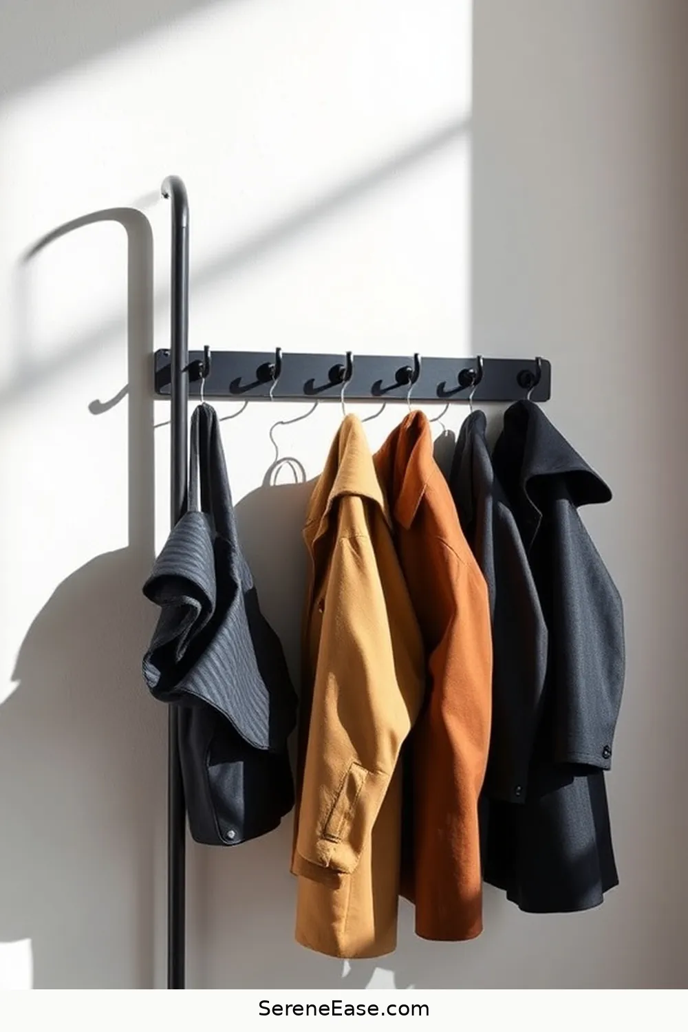 25 Ways to Achieve Black and White Industrial Style in Your Hallway 25 Install a Black Metal Coat Rack for 25 Ways to Achieve Black and White Industrial Style in Your Hallway