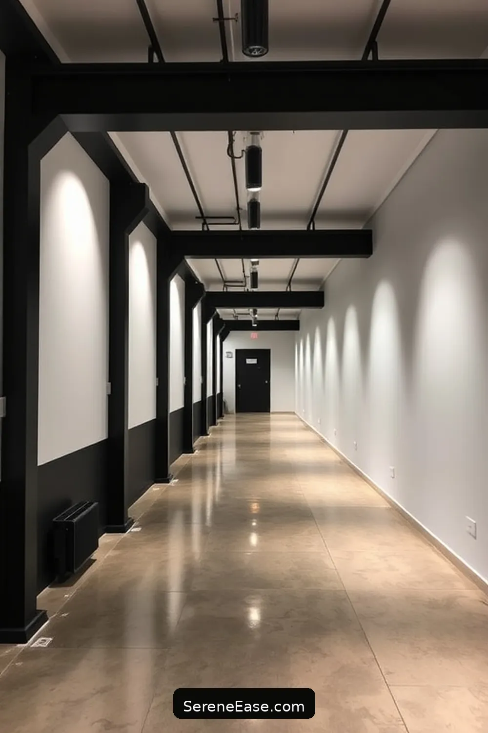 25 Ways to Achieve Black and White Industrial Style in Your Hallway 6 Opt for Concrete Flooring for 25 Ways to Achieve Black and White Industrial Style in Your Hallway
