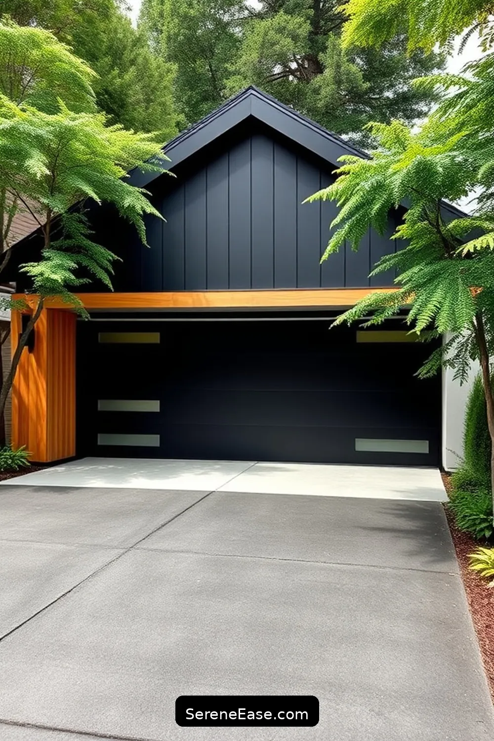 Incorporate Natural Wood Elements for 25 Ways to Achieve Black and White Mid-Century Modern Garage Style